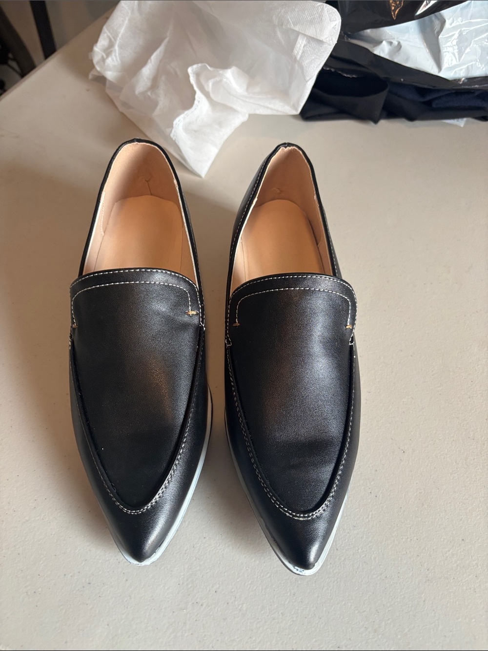 Women’s Black Pointed Slip-On Loafers